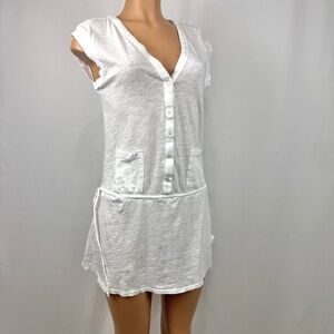 Ben and Lucia White 100% Cotton Burnout Boho  Tunic Shirt / Mini Dress Women’s S